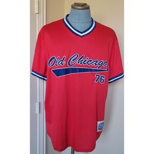 Old Chicago Pizza Taproom Jersey '76 Mens Red Blue World Beer Tour V Neck Sz XXL